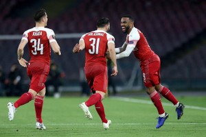 阿森納球員慶祝進球。（圖源：互聯網）