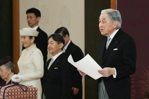 明仁天皇出席“退位禮正殿之儀”，並發表了最後講話。（圖源：路透社）