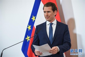  5月18日，在奧地利維也納，奧地利總理庫爾茨在奧地利總理府舉行的新聞發布會上講話。（圖源：新華社）