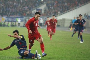 越南U23足球隊比賽中。（圖源：互聯網）