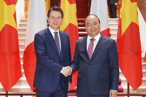 政府總理阮春福與意大利總理朱塞佩會談。（圖源：Chinhphu.vn）
