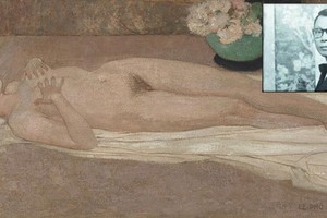 黎譜畫家（小圖）與成交價高達140萬美元的《裸體》作品。