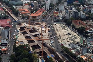 濱城-仙泉地鐵1號線項目的檳城站仍在施工中。（圖源：光定）