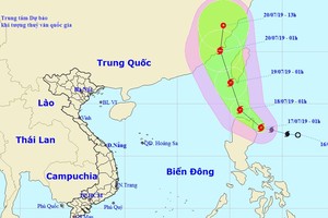 圖為丹娜絲(Danas)颱風移動方向。（圖源：國家水文氣象中心）