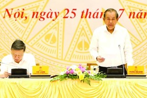 政府常務副總理張和平（右）主持會議並發表講話。（圖源：越通社）