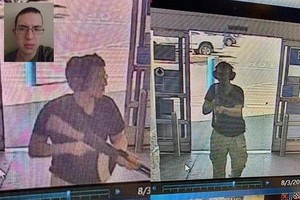 疑兇克魯修斯（小圖）持槍入店。（圖源：互聯網）