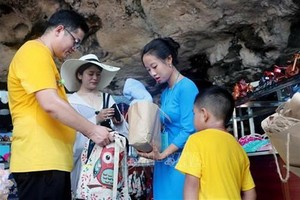 下龍灣旅遊接待單位使用紙製袋代替塑料袋。（圖源：互聯網）