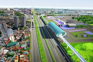 東區車站的高架橋配景圖。（圖源：市交通運輸廳）