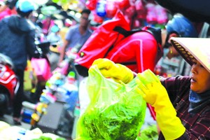 菜市場小販經常使用塑料袋。（圖源：玉鳳）