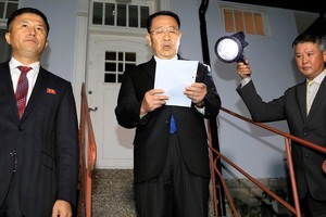 朝方代表發表聲明，談判破裂失敗。（圖源：AP）