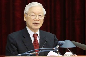 黨中央總書記、國家主席阮富仲在會議上致閉幕詞。（圖源：越通社）