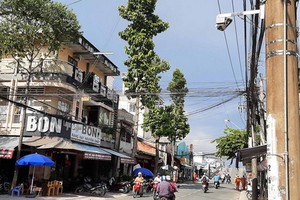 目前永隆省一共安裝了6186個交通監察錄像器。圖為安裝在永隆市9月2日街頭上的交通監察錄像器。（圖源：志平）