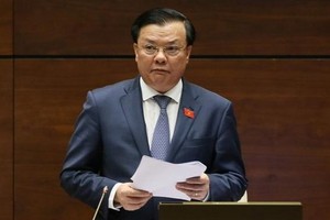 財政部長丁進勇向國會匯報與答詢2019年財政預算落實情況、2020年財政預算及2016-2020年五年財政計劃。（圖源：清阮）