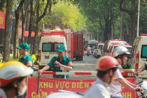 消防演習區域已被封鎖。（圖源：孟豐）