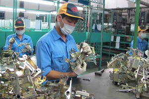 在台灣工作的越南工人。