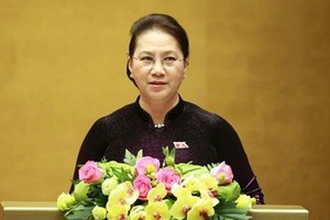 國會主席阮氏金銀致閉幕詞。（圖源：越通社）