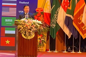 河內市教育與培訓廳長褚春勇致開幕詞。（圖源：T.Minh）