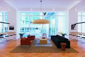 室內設計別樹一幟的辦公室可眺望室外的美景，特別是光線充足。