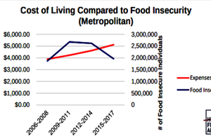由於紐約市的薪水無法支持生活支出，導致全市有百萬人處於飢餓邊緣。（圖源：報告截圖）