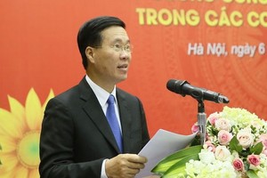 中央宣教部長武文賞在研討會上發表講話。（圖源：VOV）