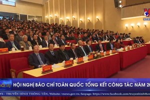 圖為 2019年工作總結及2020年任務開展全國新聞媒體會議現場。（圖源：VNews視頻截圖）