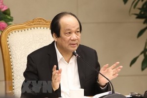 梅進勇部長主持會議並發表講話。（圖源：越通社）