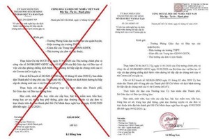 公安廳調查偽造政府文本行為。左圖為偽造市教育與培訓廳文本。（圖源：屏幕截圖）