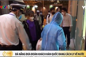 峴港市昨25日晚間已安排班機送20名韓籍遊客返國。（圖源：VTV視頻截圖）