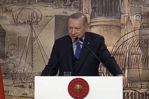 土耳其總統會議上發表。（圖源：互聯網）