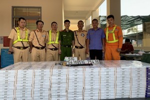 被查獲扣留的走私香煙。（圖源：VTC）