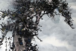 李松年與吳廣沛聯合創作《松鷹》 一畫。