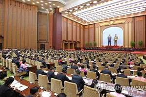 圖為朝鮮第十四屆最高人民會議第三次會議現場照。（圖源：韓聯社/朝中社）