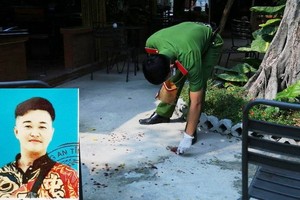 左下小圖為涉槍擊案嫌疑人武晉財；大圖為事發現場。（圖源：黎映）