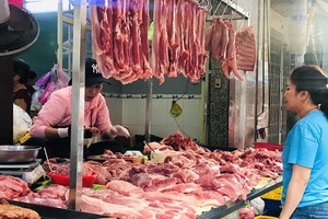 消費者在傳統市場選購豬肉。（圖源：元娥）