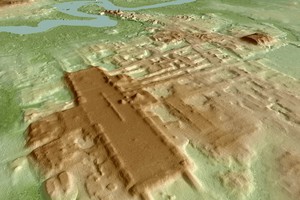 圖為墨西哥塔巴斯戈州阿瓜達芬尼克斯瑪雅文明古遺址三維圖像。（圖源：互聯網）