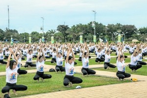 寧順省第六屆國際瑜伽節匯演現場。（圖源：陳青山）