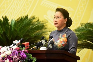 國會主席阮氏金銀。（圖源：VOV）