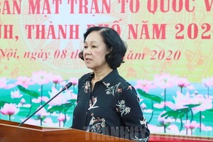 中央民運部長張氏梅在會上致詞。（圖源：市黨部新聞網）