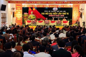 林同省保祿市2020-2025年任期第六屆黨部代表大會現場。（圖源：段堅）