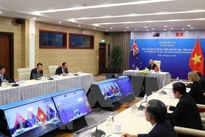 越南-紐西蘭視像會議現場。（圖源：越通社）