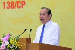 黨中央政治局委員、政府常務副總理、138指委會及389指委會主任張和平主持會議並發表講話。（圖源：黎山）