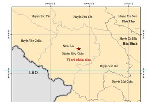 圖中星號表示震中位置。（圖源：地球物理院）