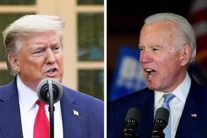 根據Real Clear Politics的全國民調，拜登（右）支持率領先特朗普近9個百分點。（圖源：互聯網）