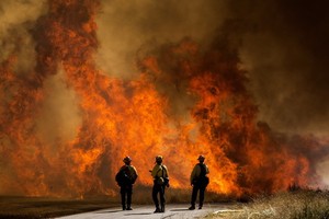 加州櫻桃谷地區發生野火。（圖源：AP）