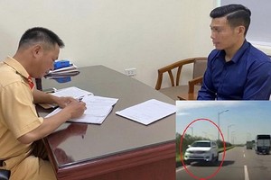 交警透過一輛汽車行車記錄儀拍攝到，並在社交網上發佈的錄像對在高速公路上違反行駛方向規定行駛的汽車司機處罰。