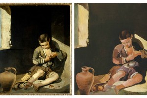 西班牙畫家的作品與被冒認是蘇玉雲畫家的畫作。