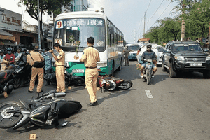 圖為發生在第六郡鴻龐街上的一起交通事故現場。（示意圖源：蘭孫）