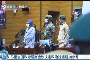 馬里全國政治磋商會議當地時間12日通過《過渡憲章》，決定馬里政治過渡期將從過渡總統宣誓就職起持續18個月。（圖源：視頻截圖）