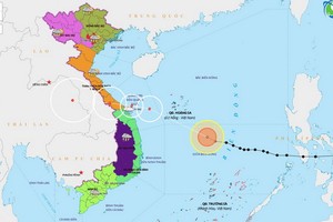 圖為5號颱風移動方向。（圖源：越南氣象據網）