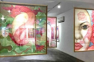 阮氏珠江的《 我內心》帛畫系列。